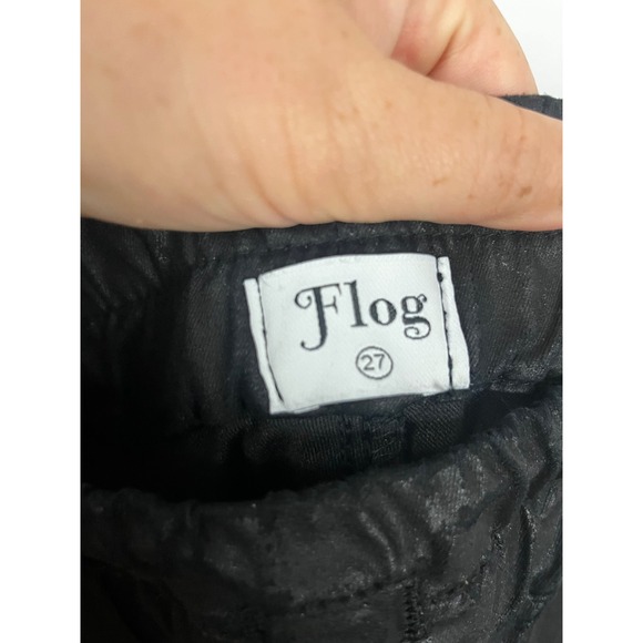 Bevy‎ Flog Women's Black Coated Cotton Blend Shely Jogger Pants Size 27 - Picture 4 of 9